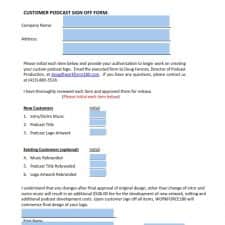 Sign Off Form